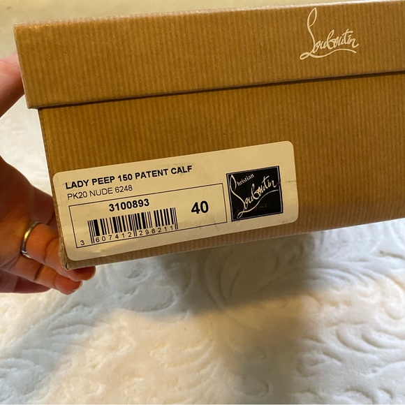 Christian Louboutin Nude Patent Leather Lady Peep Toe Platform Pumps - Picture 11 of 15